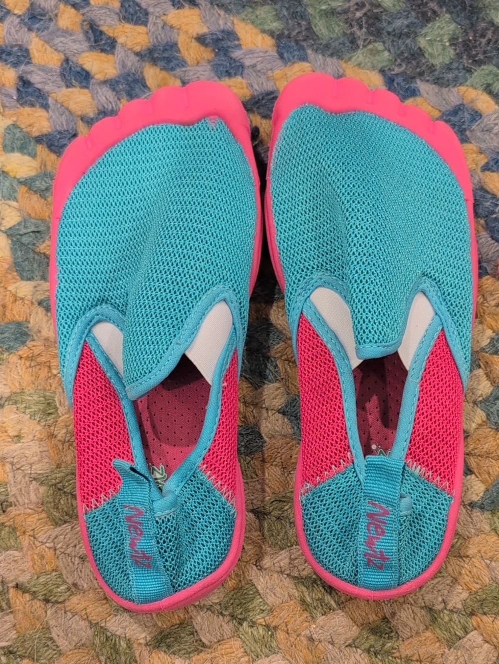 Newtz Kids Aqua Slip-On Water Shoes - Teal and Pink